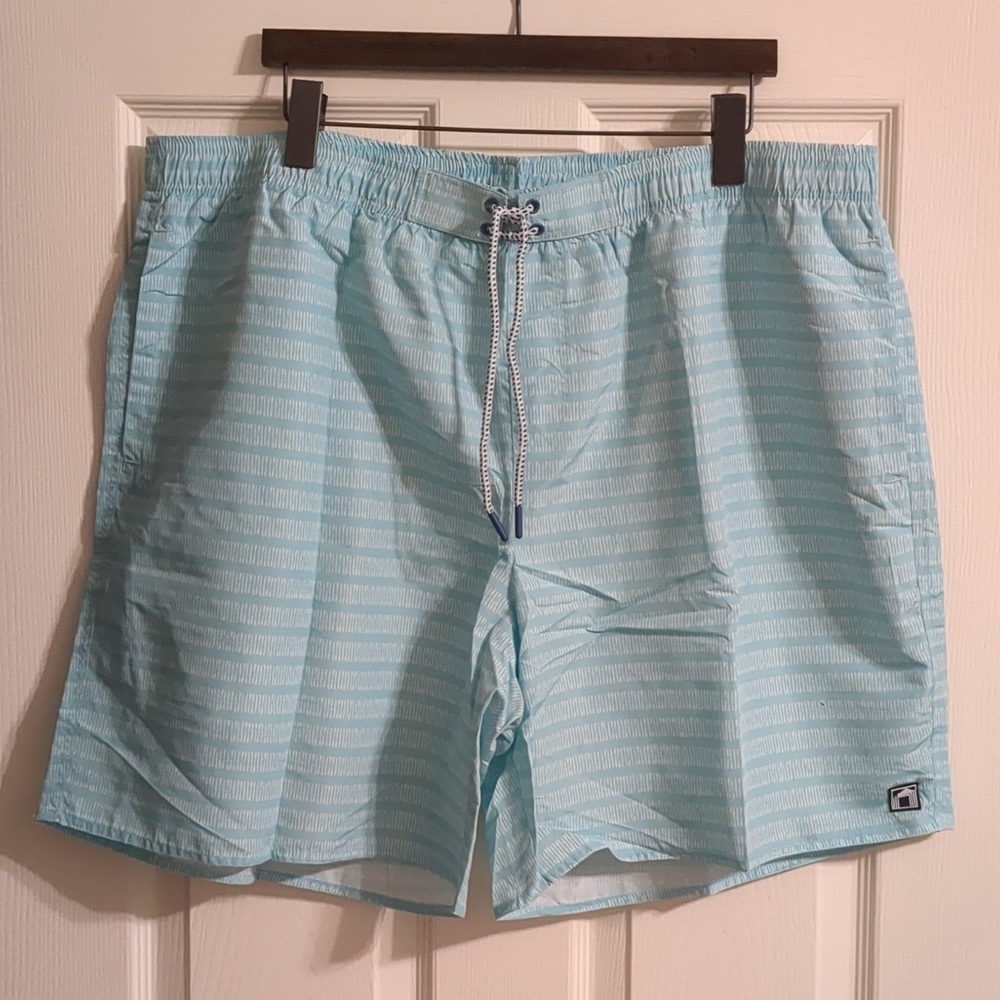 CABANA LIFE Mens Blue/Naples Coverluxe  Swim Trunks NWT/ UPF 50+ Pockets